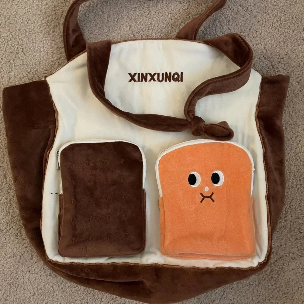 Plush Ice Cream Sandwich & Toast Tote Bag | NWOT | Cute & Kawaii Eccentric Tote - Picture 2 of 14